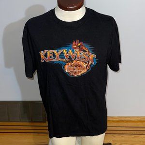 Harley Davidson KEY WEST FLORIDA Flames Hot Palm Trees Beach Ocean Tee